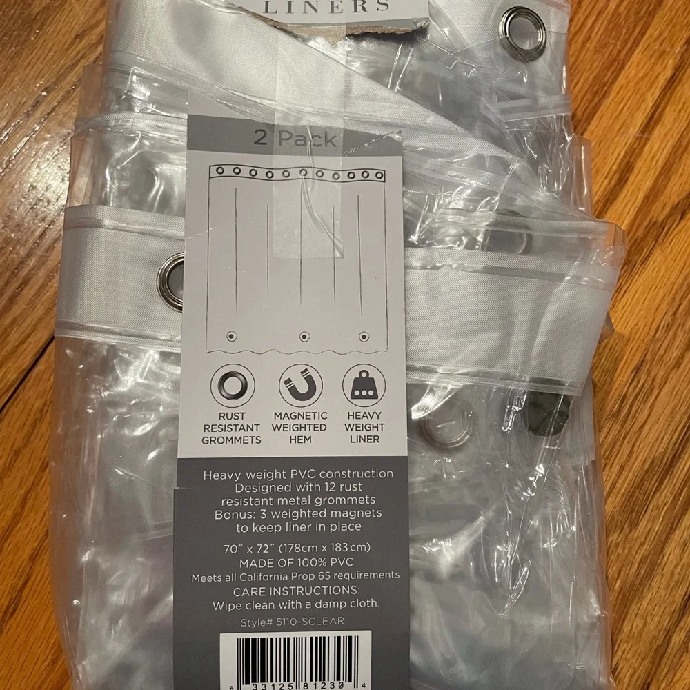 Bath Bliss Heavy Weight Shower Liners, 2 pack, 70x72, clear